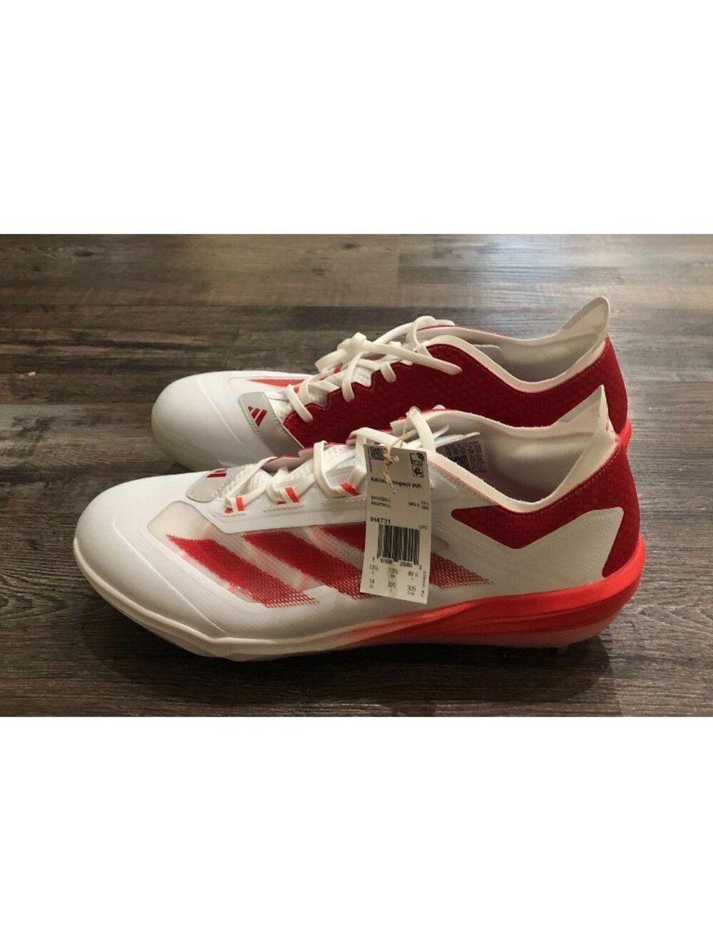 Adidas Adizero Impact TPU Warp Speed Baseball Cleats Mens Size 14 White Red NEW
